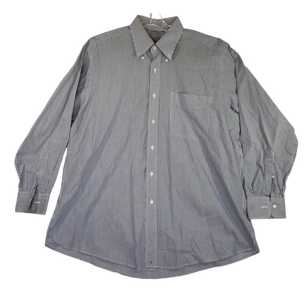 Hathaway Striped Dress Shirt Button Down Long Sleeve Cotton Blend Sz‎ 16 1/2-33